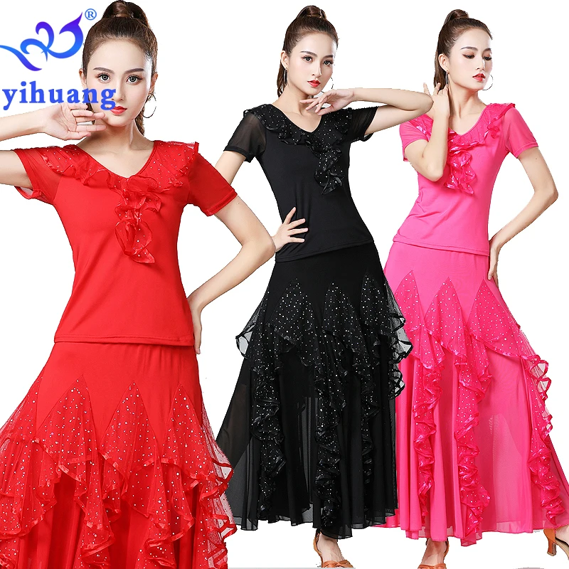 

2019 New Dance Costume Standard Ballroom Dance Practice Tango Modern Dancing Performance Suit Foxtrot Quickstep Dance Party Wear