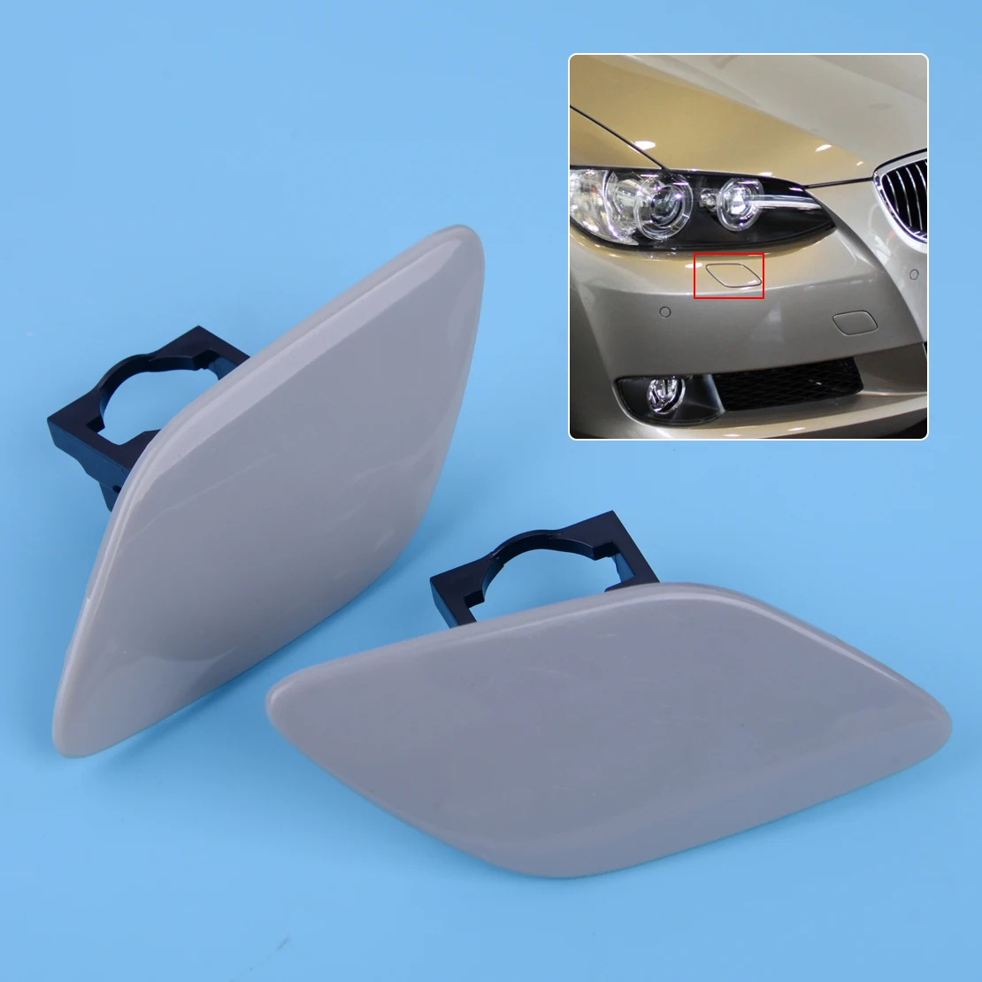 DWCX 1 Pair Headlight Washer Cover Cap Lamp Flap Bumper Trim Fit For