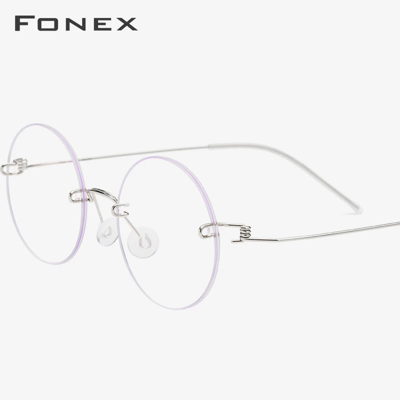 FONEX, Безвинтовые очки, очки по рецепту, женские, без оправы, Круглые, для близорукости, оптические, корейские, оправа очков из титанового сплава, мужские 98620