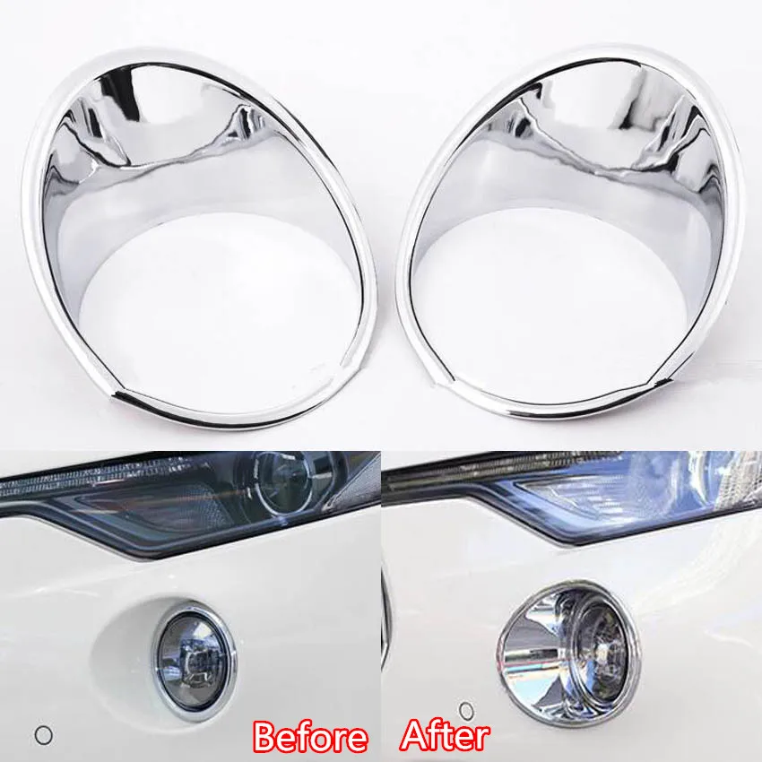 

YAQUICKA Fit For Maserati Levante 2016 Car Front Fog Light Lamps Cover Bezels Styling Trim Sticker ABS 2pcs/Pair Car-covers