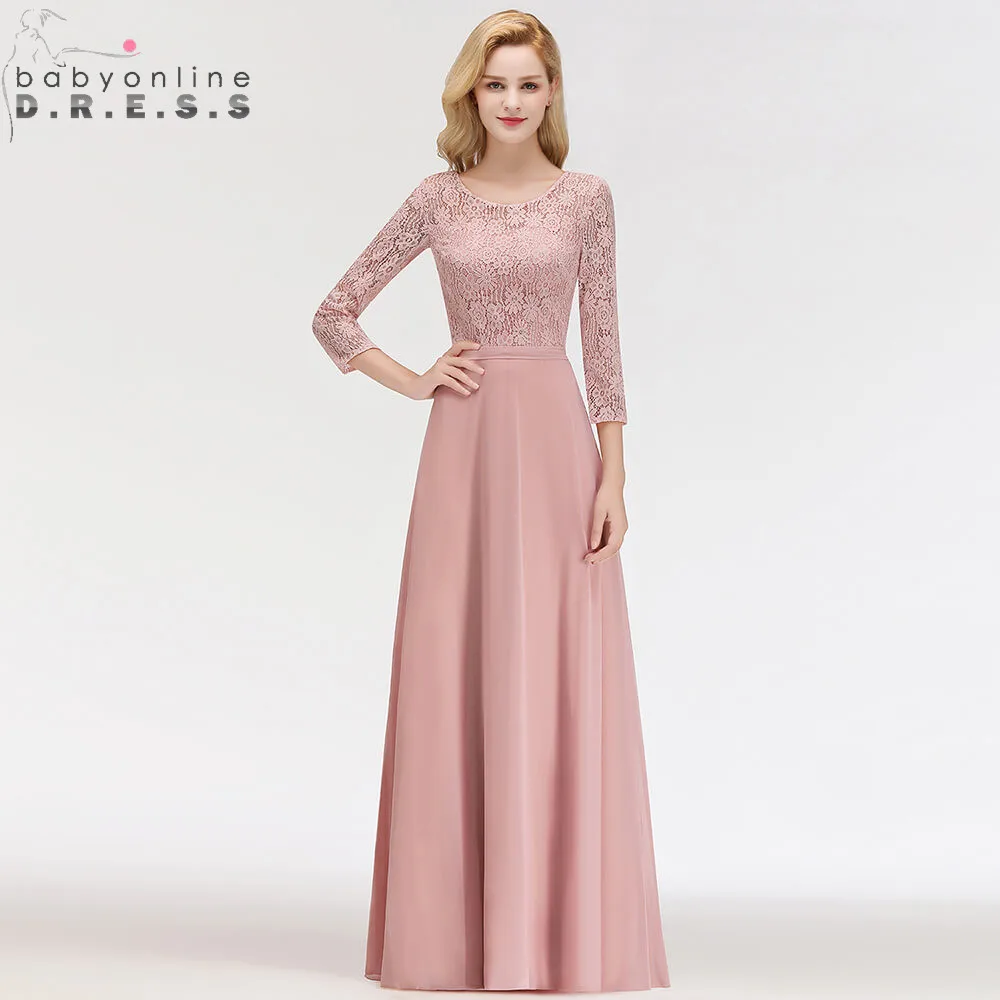 Vestido Madrinha Розовые Кружевные Длинные Свадебные Платья Сексуальное Шифоновое Платье Трапециевидной Формы Для Свадебной Вечеринки Robe Demoiselle D'honneur