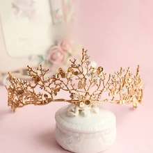 Corona de oro barroco hoja tairas libélula accesorios nupciales del pelo de La Princesa coronas De Novia tocado de las mujeres adornos de regalo