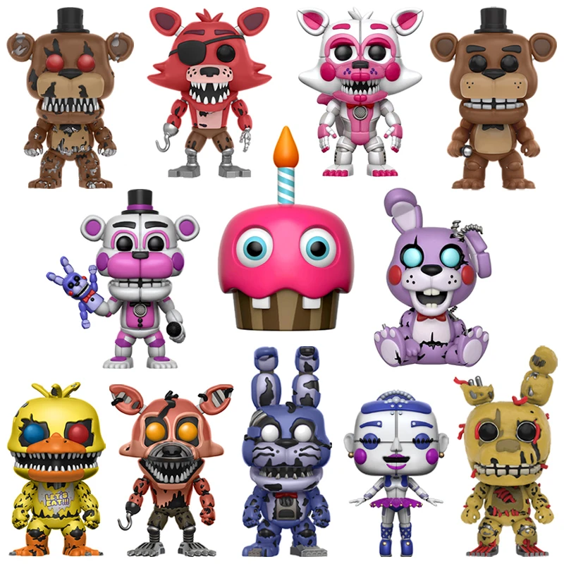 Five Nights At Freddy S 6pcs Set Fnaf Nightmare Chica Bonnie Funtime Foxy Freddy 5 Fazbear Bear Dolls Toys Pvc Action Figure Aliexpress