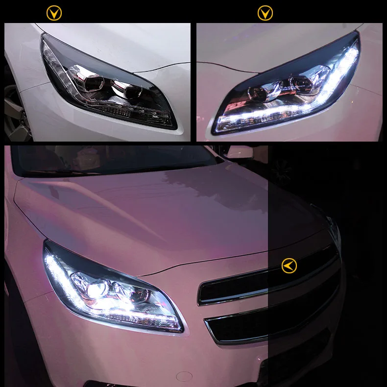 Ownsun Eagle Eyes светодиодный DRL Bi-xenon проектор линзы фары для Chevrolet Malibu 2012