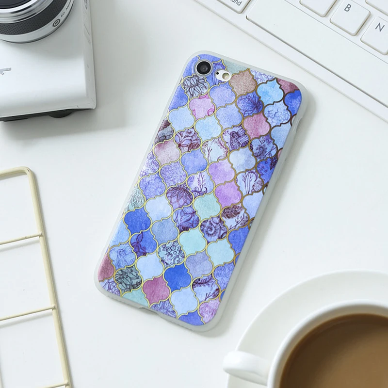 Kuulaa антидетонационных Мрамор ТПУ Телефонные Чехлы для iPhone 7 8 X случае Элитный