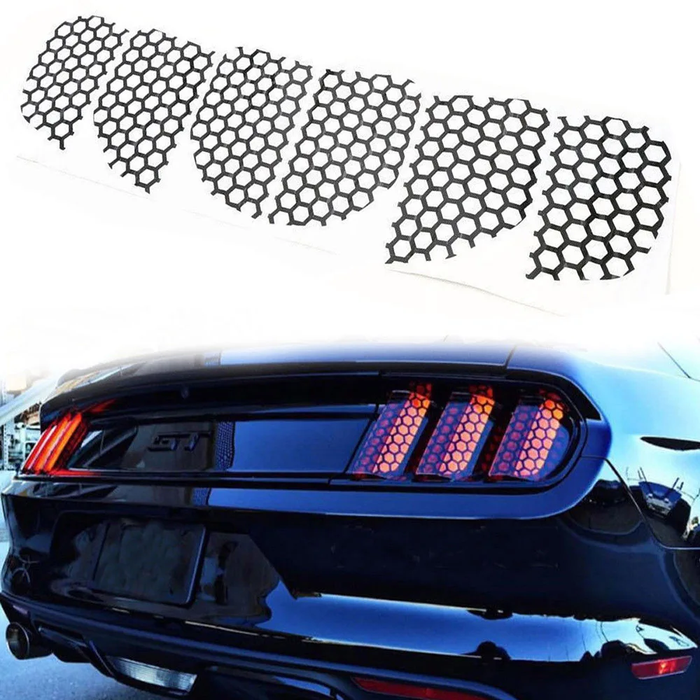 

6PCS Car Sticker Honeycomb Film Taillight Rear Tail Light Honeycomb Style Stickers Cover for Ford Mustang Decoration Sticker