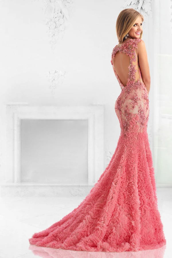 evening dress with ruffles
