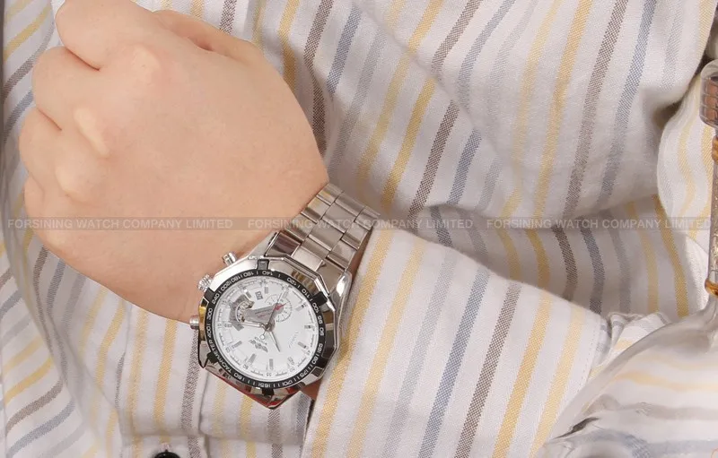 WINNER WRG8042M4T2 Автоматическая Мода платье наручные часы серебряные часы с ремешком из нержавеющей стали для мужчин Горячая