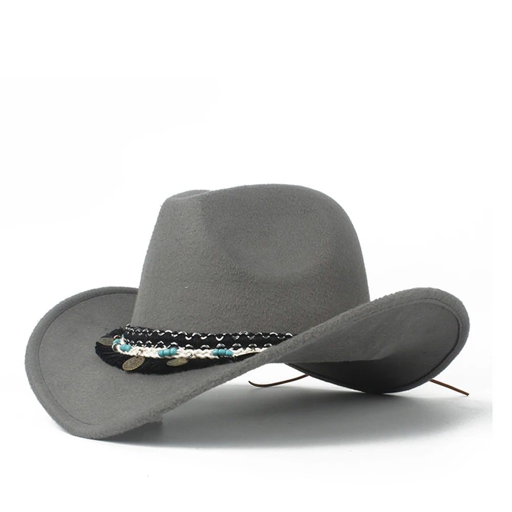 Модная женская западная ковбойская шляпа Женская Вуалетка Outblack Cowgirl Sombrero Hombre джаз шляпа