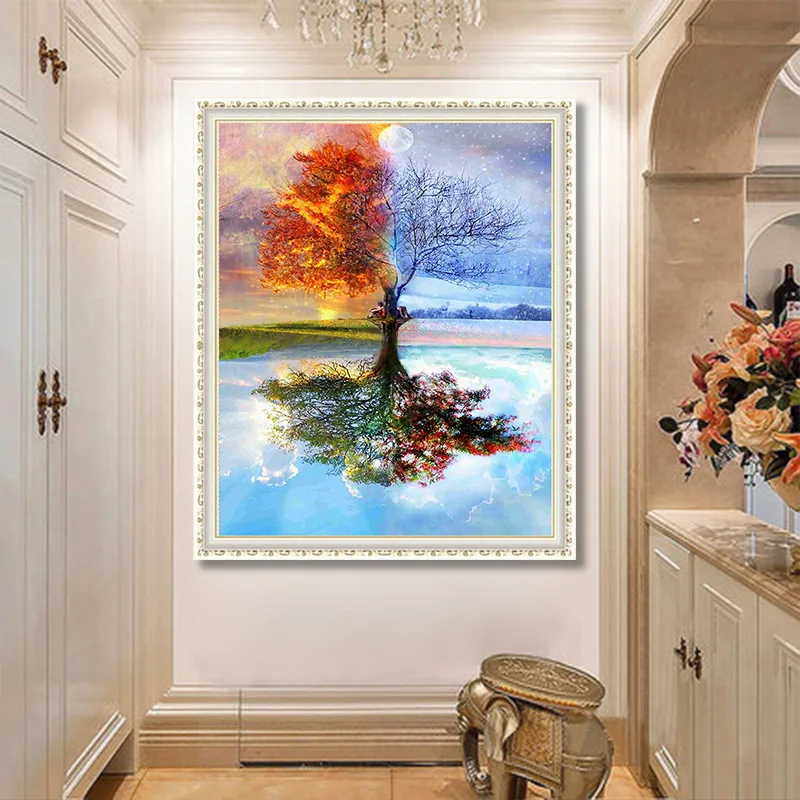 DIY Frameless 5D Diamond Painting Cross Stitch Four Seasons Tree Art Handcraft Rhinestone Cross Embroidery Stitching Home Decor (2)