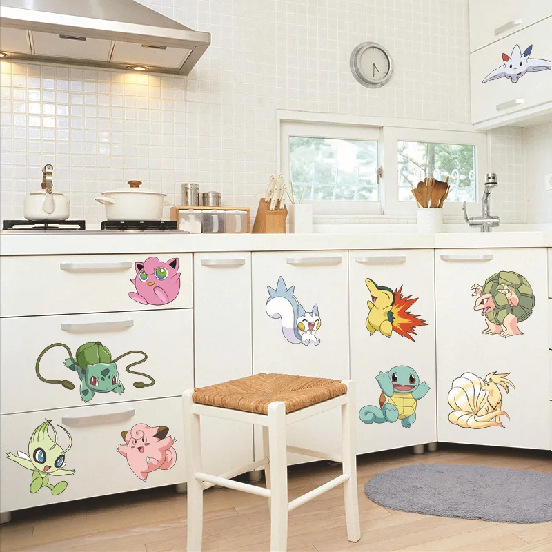 Pokemon Go Decorative Wall Stickers For Kids Room Home Decorations Pikachu Wall Decals PVC Wallpaper Window Sticker Mural Poster