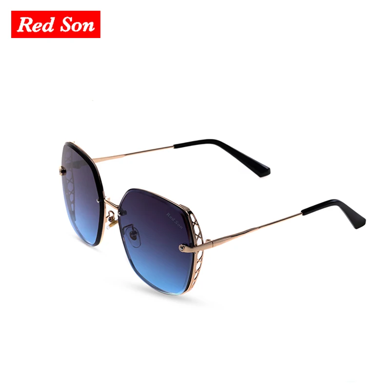 Red Son Metal Steampunk�Sunglasses Women Square Golden Frame 2019 Unique Design Vintage Classic eyewear with Origina brand case