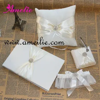 

Free Shipping Wedding Accessories Wedding Set ring pillow Guest Book Garter
