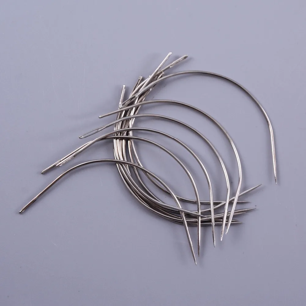 9cm Long C Type Curved Needles Hair Weaving Thread/Sewing Needle for Hair Extension Tool 12pcs hair extensions tool