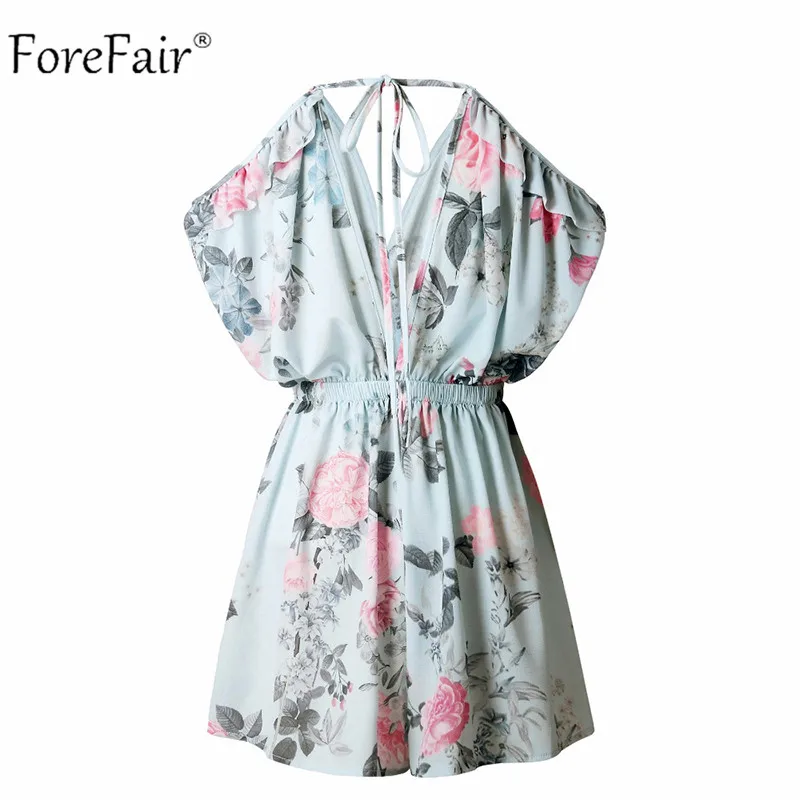 ForeFair летний сексуальный боди с v образным вырезом и открытыми плечами оборками