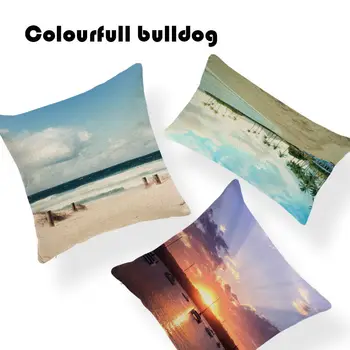 

Funny Beach Palm Tree Pillow Cushion Case Country Weeds Throw Pillows Recliner 17.7Inch Linen Decoration For Home Hawaii Lumbar