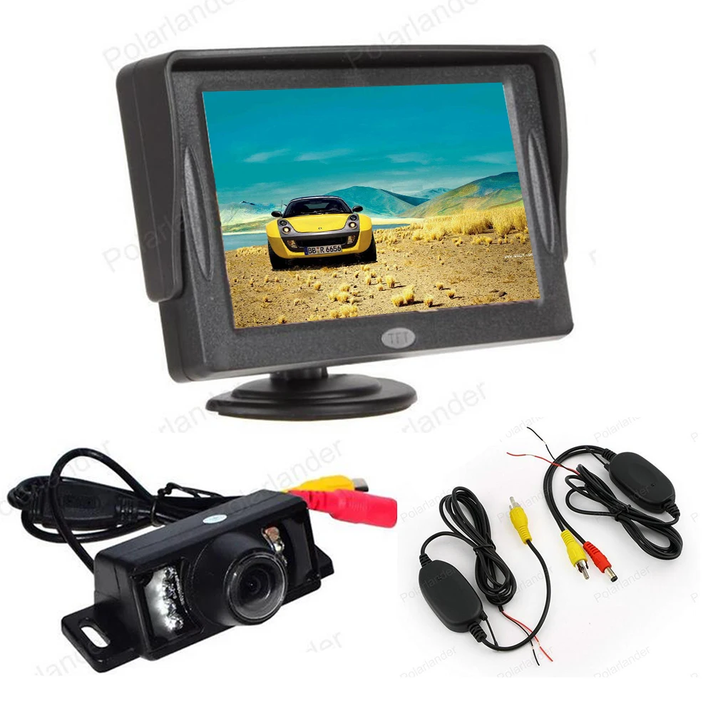 

wireless 4.3 Inch TFT car Rear View Monitor 2 video input + 7 LED night vision reversing Camera+Transmitter & Receiver Kit