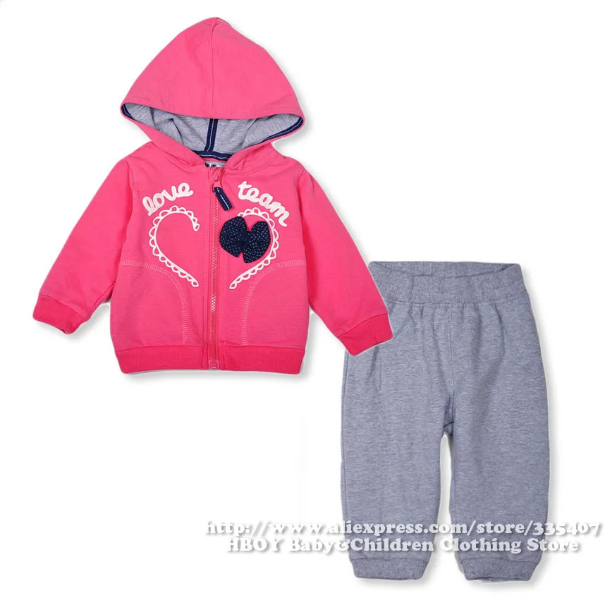 Brand ZY baby 2pcs/set Baby Girls Clothing sets Jacket Coat Pant Pink Princess Bow Outerwear