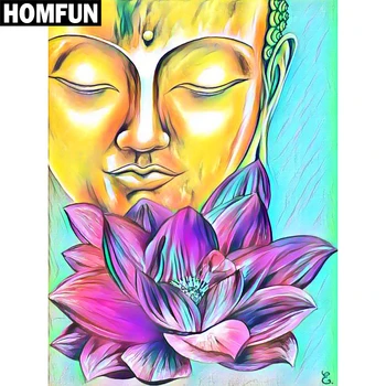 

HOMFUN Full Square/Round Drill 5D DIY Diamond Painting "Buddha Lotus" Embroidery Cross Stitch 5D Home Decor Gift A01390