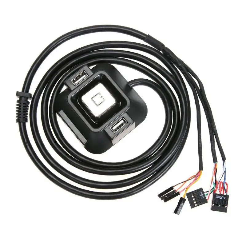 ALLOYSEED Mini Desk Mount PC Switch Extender Cable Power on/off Reset Button Dual USB Port Audio Plug Computer Chassis Power ALLOYSEED Mini Desk Mount PC Switch Extender Cable Power on/off Reset Button Dual USB Port Audio Plug Computer Chassis Power