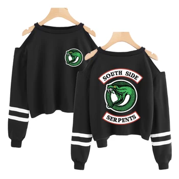 

Riverdale Crop Top Hoodie Off Shoulder Harajuku Kawaii Cropped Sweatshirt Women Spring Long Sleeve Streetwear Clothes 2019