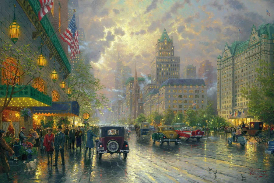 Pintura Thomas Kinkade Нью Йорк 5 й авеню небольшой настенный Декор для комнаты домашний