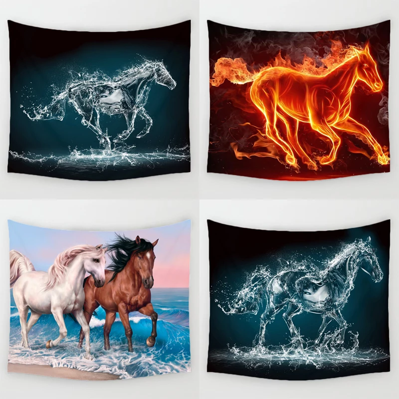 

Comwarm 3D Running Horses Pattern Tapestry Tridimensional Wall Hanging Gobelin for Sweet Warmth Living Room Decorative Mural