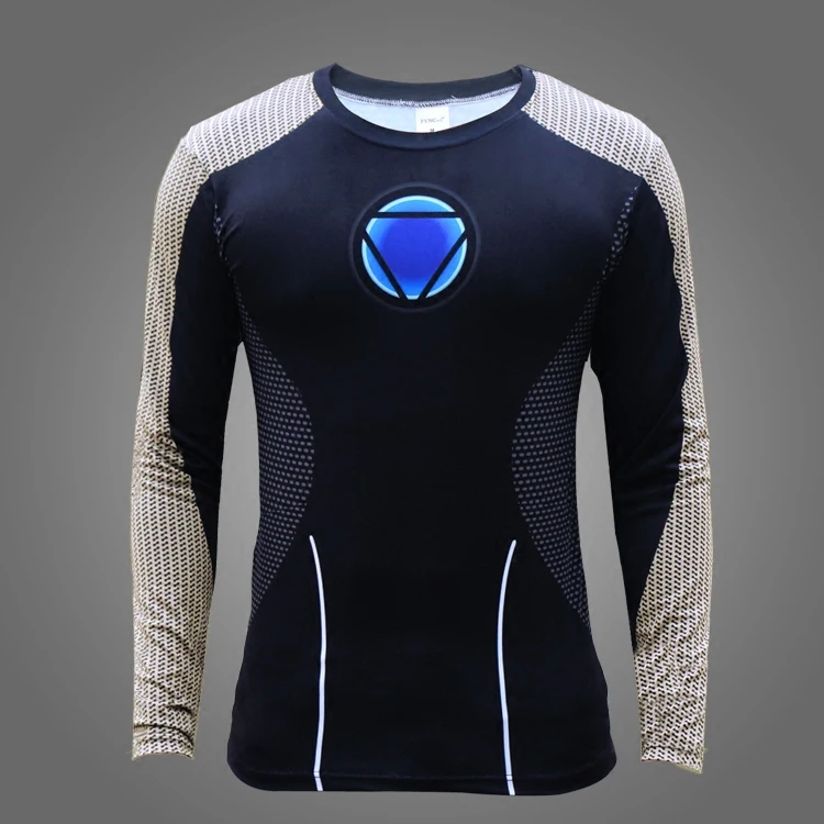 Iron Man 3 Autumn  Long Sleeve El Luminous T-shirt Equalizer Panel Flashing Lighting  Iron Man T-shirt 2016 Men Brand Tshirts