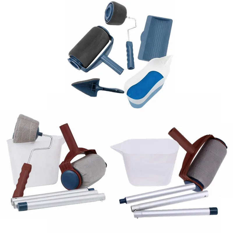 

5-9pcs/set Multifunctional Household Use Wall Decorative Paint Roller Brush Handle Tool DIY Easy to Operate Painting Brush Tools