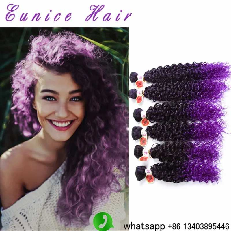 Dark Purple Jerry Wavy 6pcslot kinky curly crochet hair weavings  (2)