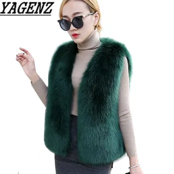 

New Autumn/Winter Women Faux fox fur Vest Jacket Coat Korean 2019 Slim sleeveless Thick Warm Vest Ladies Short Outerwear 2XL