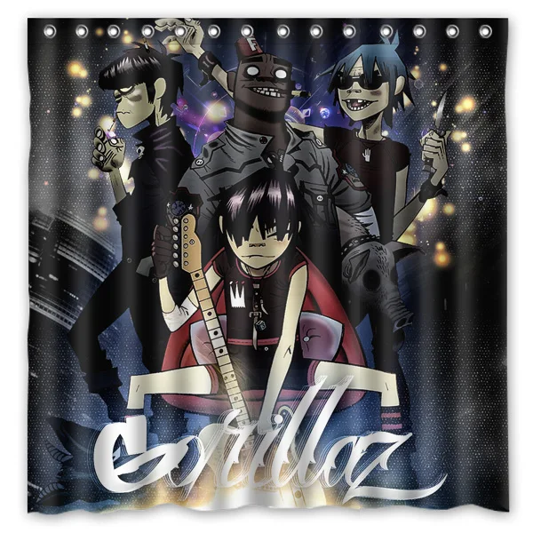 Gorillaz Printed Bath Shower Curtains Waterproof Polyester Fabric Curtain For The Bathroom with 12 Hooks | Дом и сад