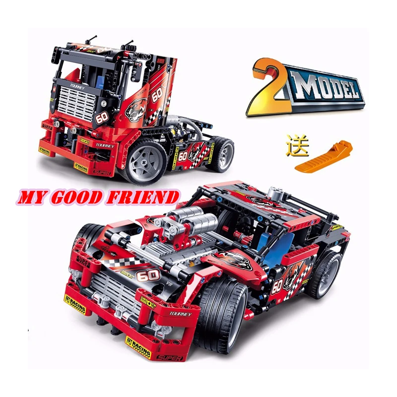 

608pcs Race Truck Car 2 In 1 Transformable Model Building Block Sets Decool 3360 DIY Toys Compatible With Legoe Technic