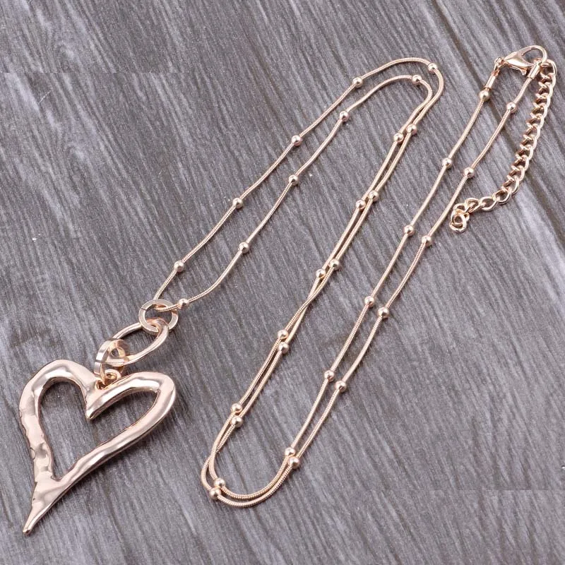ELOYHI, Boho, простое сердце, длинная цепочка, подвески, цепочка для свитера, высокое качество, для женщин, Трендовое ожерелье и подвески, подарок - Окраска металла: Rose Gold