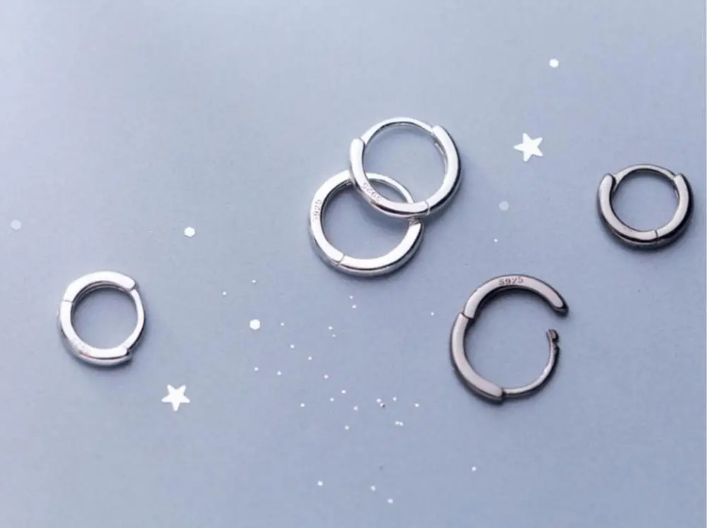 

925 Solid Sterling Silver Simple Plian Huggie Hoop Earrings Jewelry A1594