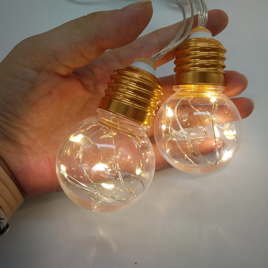 Thrisdar 4 м 10LED гирлянда шар Фея свет шнура на батарейках Открытый медный провод