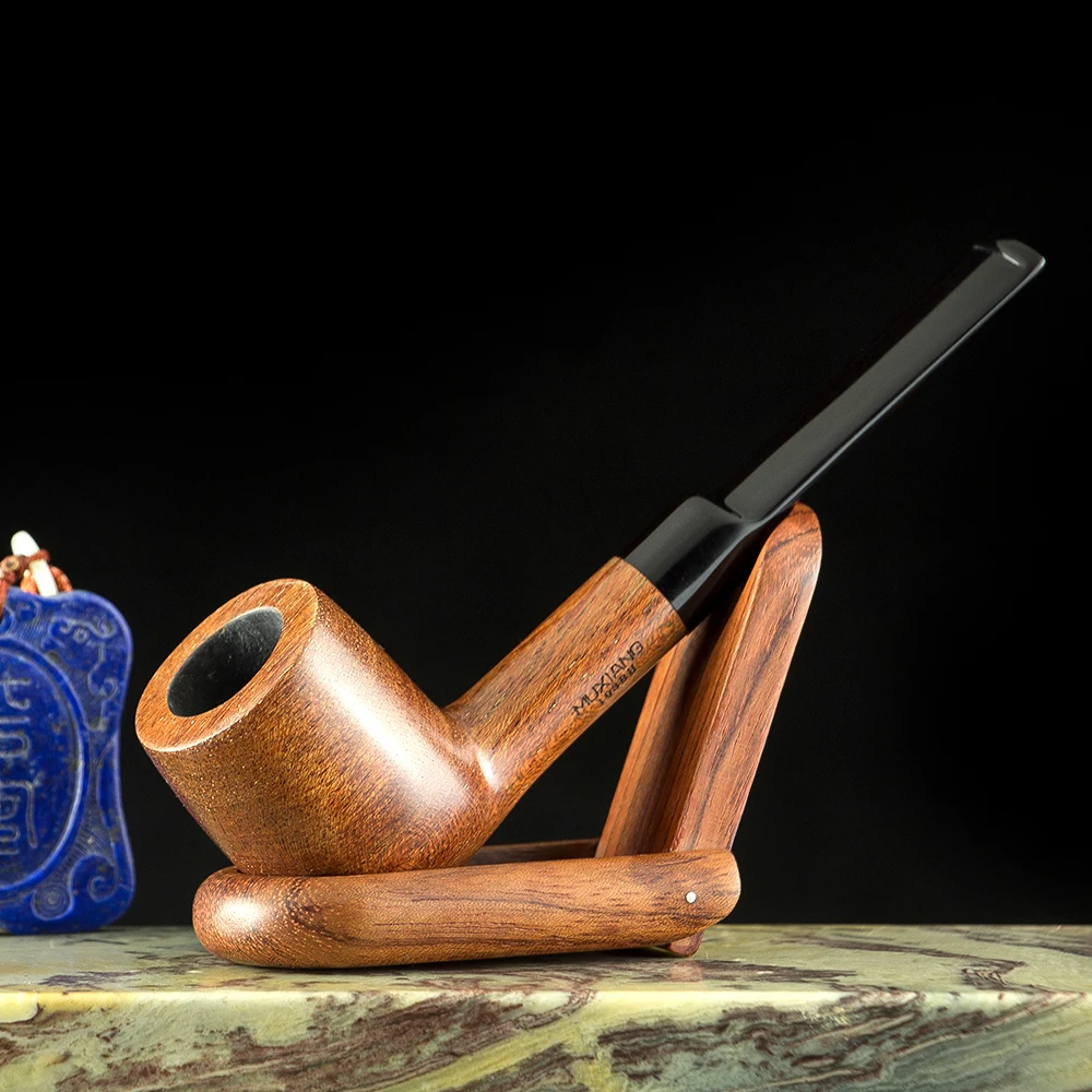 New Handmade Straight Wooden Pipe 9mm Filter Smoking Pipe Ebony Wood Tobacco Pipe with 10 Tools