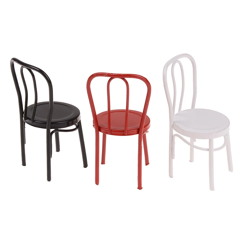 

3 Color Dollhouse Miniature 1:12 Iron Chair model for Dolls House Furniture for dolls mini chair toys for children