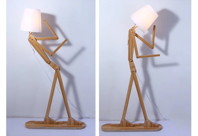 Creative Human Figure Floor Lamps Wooden Log Fabric Stand Light Living Room Bedside Piano Lighting Nordic E27 Standing Lights (17)