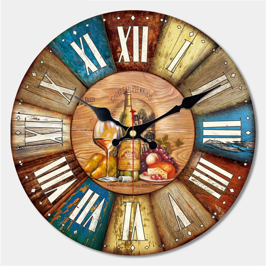 

Vintage Dishes Design Large Wall Clock Creative Silent Home Cafe Kitchen Wall Clocks Watches Home Decor Retro Wall Clocks Art