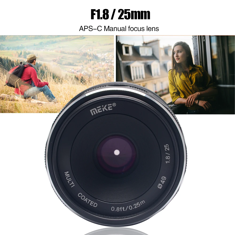 Meike 25 мм F1.8 Большая диафрагма широкоугольный ручной фокус объектив для Panasonic Olympus