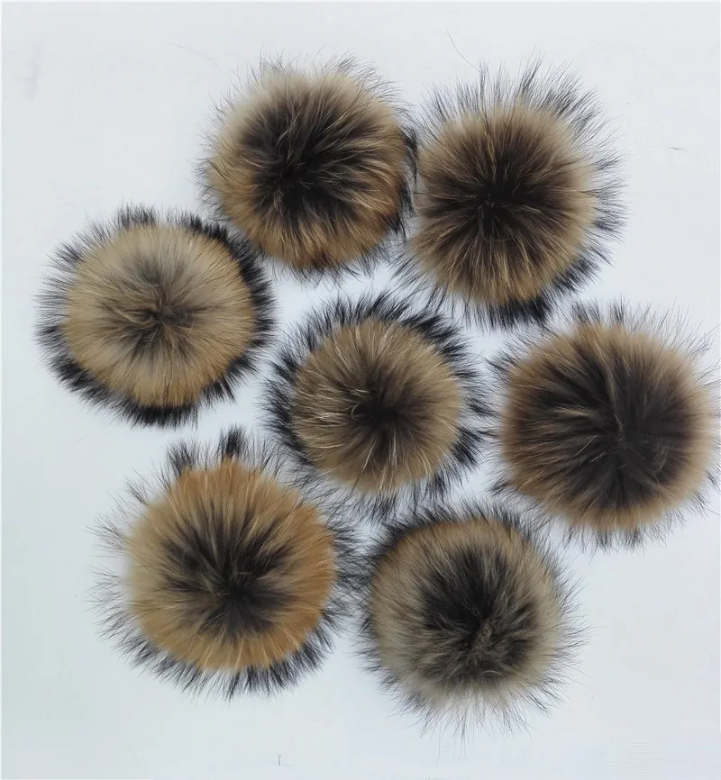 real poms for hats knitted fur pom For Real 15cm poms Raccoon 15pcs/lot Knitted Big Fur Pom