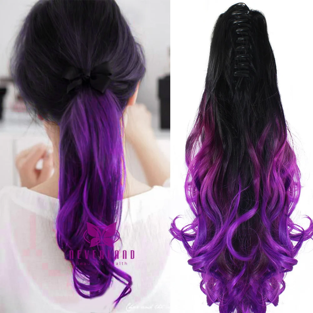 Purple Color 20 50cm Claw Pony Tail Ponytail Clip In On Hair
