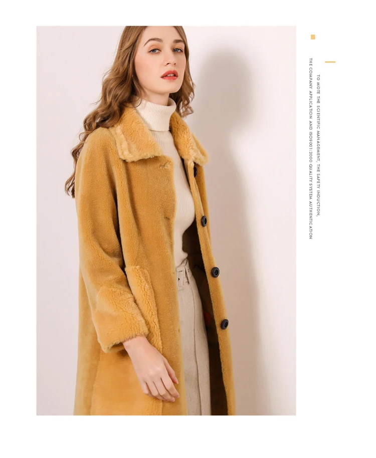 Пальто для стрижки овец, Женское пальто из натурального меха, Женская куртка, длинное зимнее теплое пальто из овечьей шерсти, casaco feminino