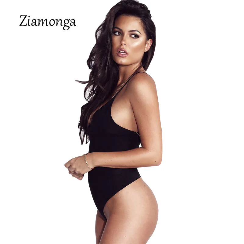Ziamonga Black Bodysuit Women Jumpsuit Sexy Rompers Spaghetti Strap Body Suit Sleeveless Cotton Bodysuit Women Combinasion Femme
