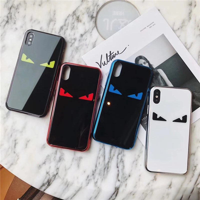 

Luxury Cartoon Owl Demon Case For IPhone X XS Max XR 6 6S Plus 7 8 Plus Laser Plating Tempered Glass Phone Cover Cases