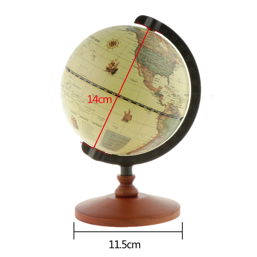 Vintage Spinning World Globe Constellation Map Globe with Wooden Stand for Bedroom Decoration