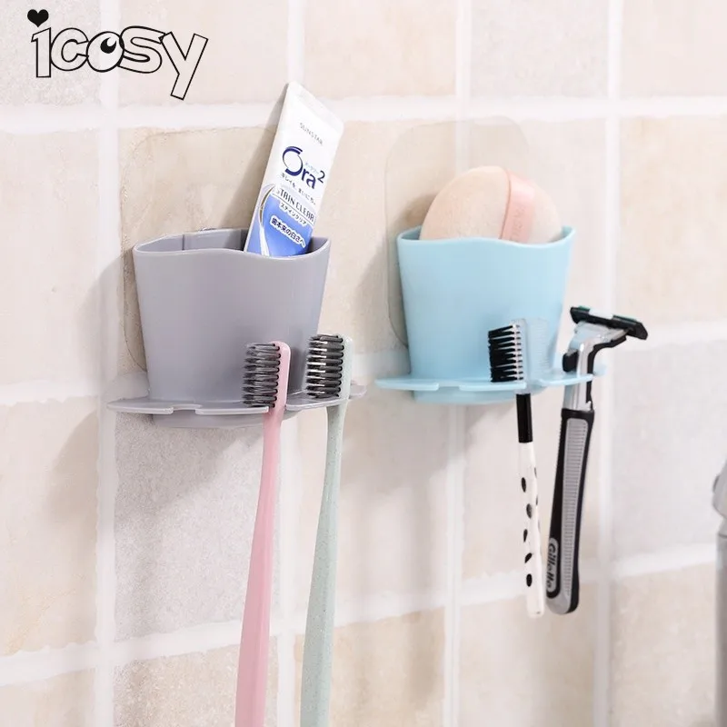 Icosy 4 стойки многофункциональный держатель зубной щетки для ванной комнаты Кухня Семья держатель зубных щеток всасывающий держатель настенная вешалка с крючками A17D15