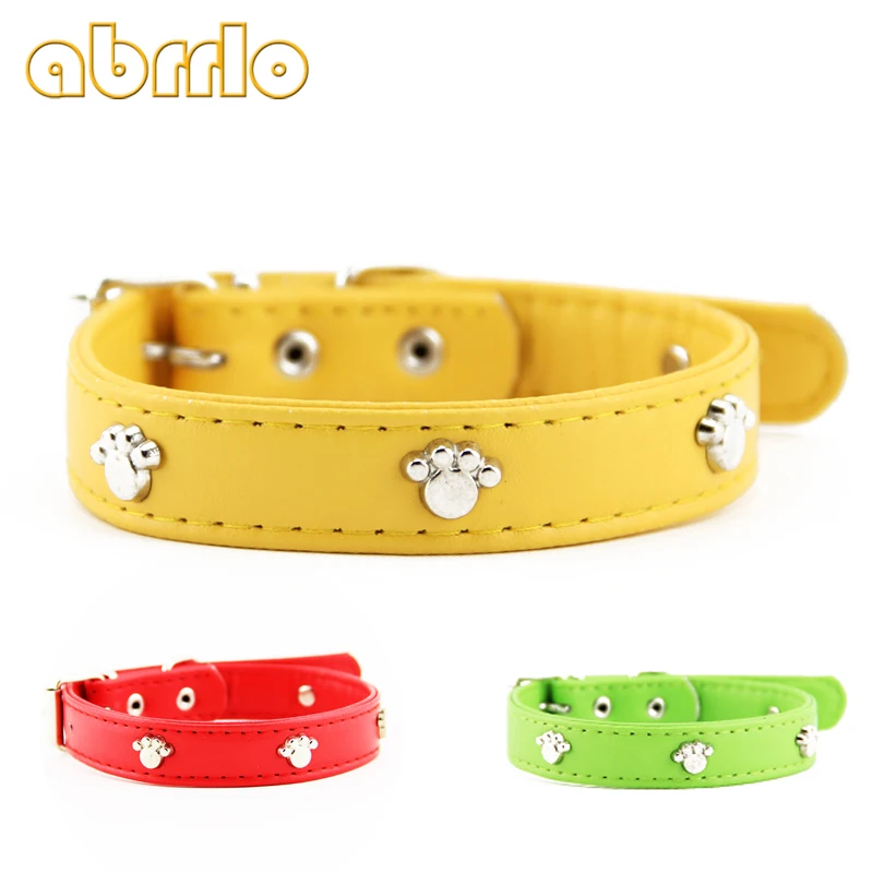 Abrrlo Cute Puppy Adjustable Collars Paw Footprint Charms Handmade Pet