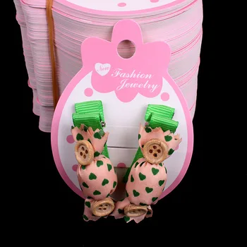 

100pcs/lot Kraft Fashion Jewelry Children Hair Accessory Hair Clip Card 8.0x5.5cm Pink Paper Card Hang Tag Jewelry Displays